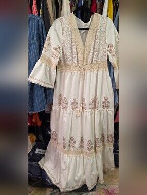 Bohemian Ivory Maxi Dress - Women